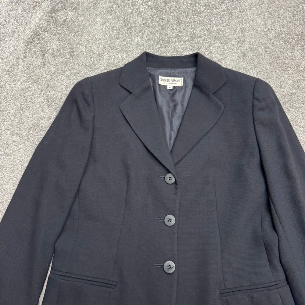 Giorgio Armani Le Collezioni Blazer Jacket Womens 6 Navy Blue Single Breasted - Picture 12 of 14